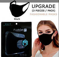 Маска защитная, многоразовая, тканевая, чёрная fashion mask