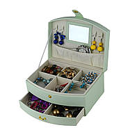 Скринька для прикрас Soft Beauty велика, з дзеркалом, Зелений