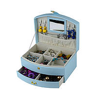 Скринька для прикрас Soft Beauty блакитного кольору велика з дзеркалом