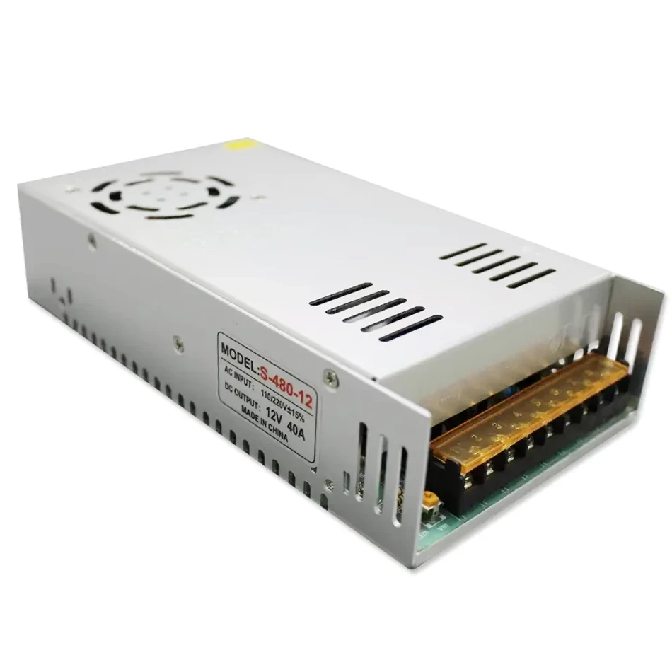 Блок живлення 12V, 480W, 40А, металевий корпус, IP20, S-480-12