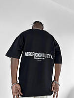 Легка якісна чоловіча футболка овер сайз (oversize) "ABOFUCKINLUTELY" чорна