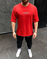 Крутая качественная красная мужская футболка овер сайз (oversize) «Always Be Positive
