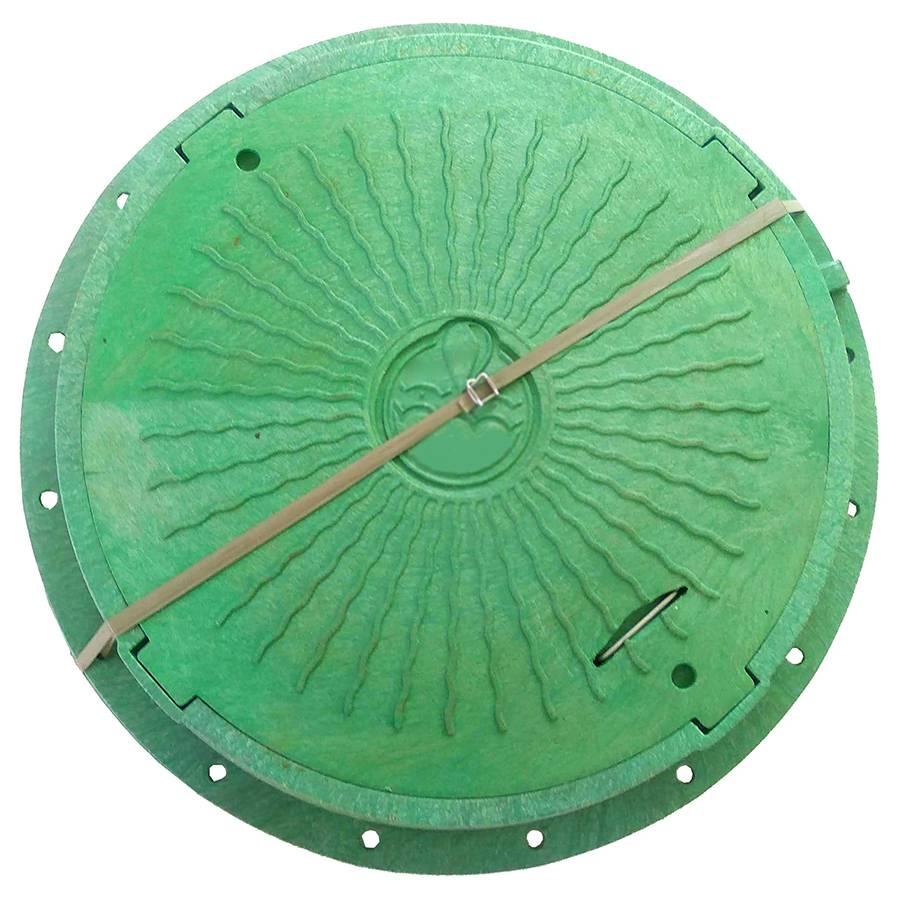 Люк канализационный круглый полимерный 4т зеленый без замка размер 550/760/100мм - фото 1 - id-p1851203976