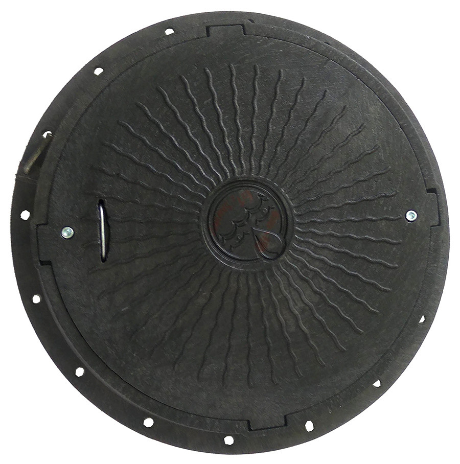 Люк канализационный круглый полимерный 4т черный с замком размер 550/760/100мм - фото 1 - id-p1851203977