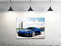 Картина на холсте на стену для интерьера/спальни/офиса DK Синяя Феррари (P4560-m802)