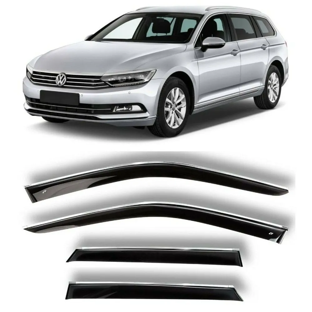 Дефлектори вікон Volkswagen Passat B8 Variant 2014 -> (скотч) HIC З Хром молдингом