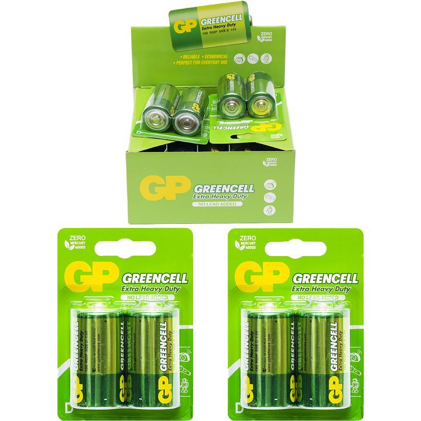 Сольова пальчикова батарейка на 1.5В GP Greencell 13G-U2R20D GP-000089 в упаковці 2 шт