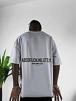 Крутая качественная мужская футболка оверсайз (oversize) ABOFUCKINLUTELY в светло-сером цвете