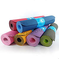 Спортивний коврик для йоги та фітнеса Mandala TPE 6 мм килимок каремат, для йоги, пілатесу, спорту
