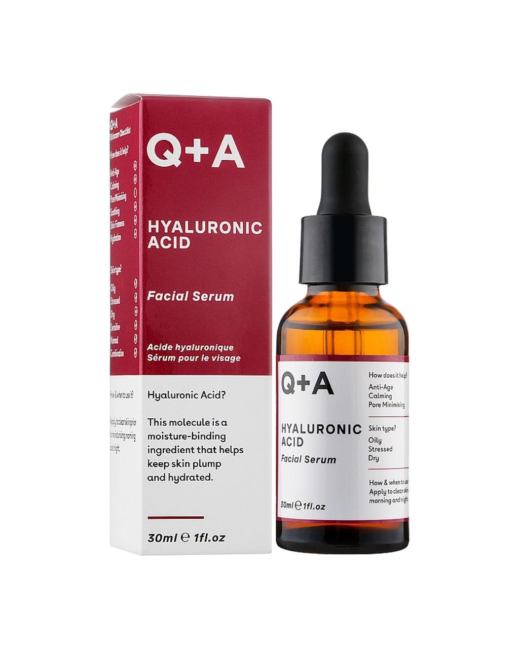 Сироватка для обличчя "гіалуронова кислота" Q + A Hyaluronic Acid Facial Serum 30ml, фото 1