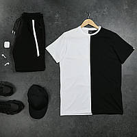 Мужской костюм летний Футболка + Шорты + Кепка Zorro черно-белый | Спортивный комплект повседневный на лето