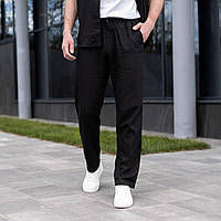 Штаны мужские льняные летние весенние повседневные брюки легкие классические Chill черные
