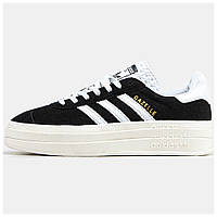 Женские кроссовки Adidas Gazelle Bold Platform Black White черно-белые замшевые кроссовки адидас газели газель