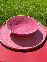 Миска глубокая, пиала керамическая розовая Морганит 17,5 см