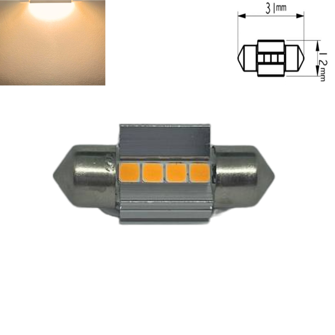 LED-автолампа BSmart C5W 31 мм SMD3030 Canbus обманка теплий білий галоген, фото 1