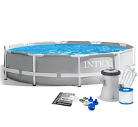 Каркасный бассейн для всей семьи intex, бассеин интекс круглый семейный, бассейн для частного дома с фильтром