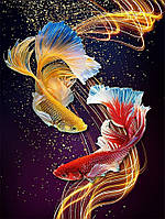 Алмазная Мозаика на Подрамнике SHLab Цветные Рыбки Вышивка SH-31815 30x40 см (Полная Выкладка)