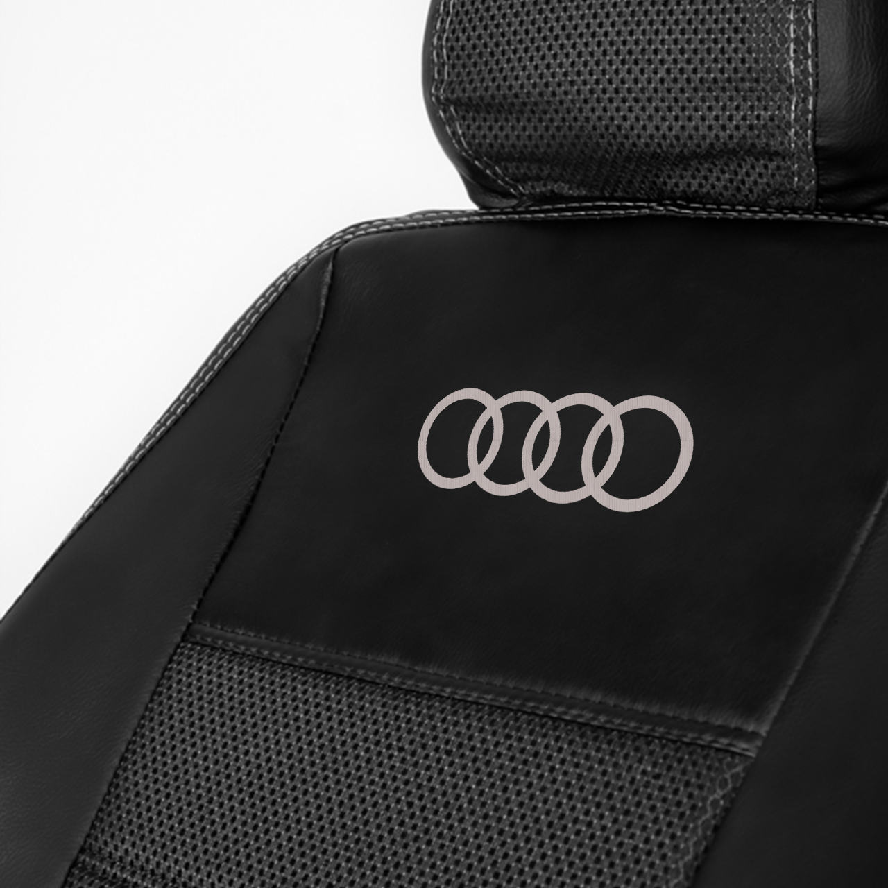 Чохли на сидіння Ауді А6 С5 (Audi A6 C5) екошкіра+автотканина з логотипом