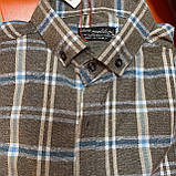 Сорочка чоловіча байкова бавовна довгий рукав клітка L сіра, фото 2