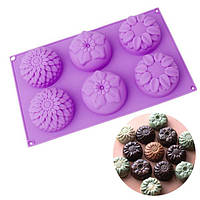 Силіконова форма для випічки кексів "Квіти" YH-008 арт. 822-15A-14