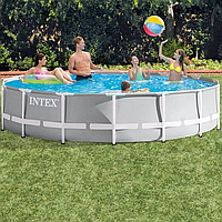 Каркасный бассейн для всей семьи intex, бассеин интекс круглый семейный, бассейн для частного дома с фильтром