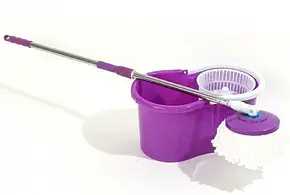 Швабра з відтискачем і відром, Швабра стрічка Spin MOP 360 Фіолетова, фото 3