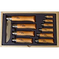 Набір ножів Opinel Carbone в дерев'яній коробці 10 ножів (183104)