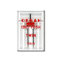 Иглы швейные двойные универсальные ORGAN TWIN №100/6 пластиковый бокс для бытовых швейных машин
