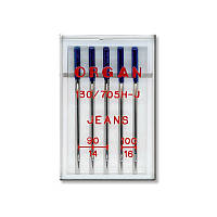 Иглы швейные для джинса ORGAN JEANS №90/100 пластиковый бокс 5 штук для бытовых швейных машин