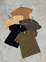 Комплект футболок мужских базовых 5 штук (бежевая, коричневая, черная, графит и хаки)