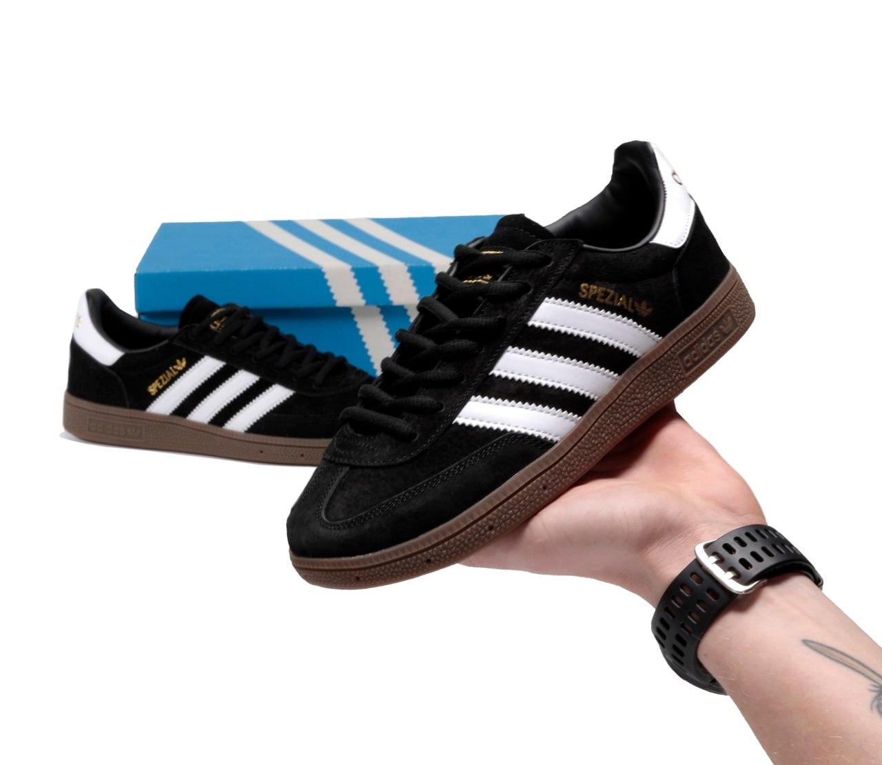 Кросівки чоловічі чорні Adidas Spezial Black White Brown (10843)