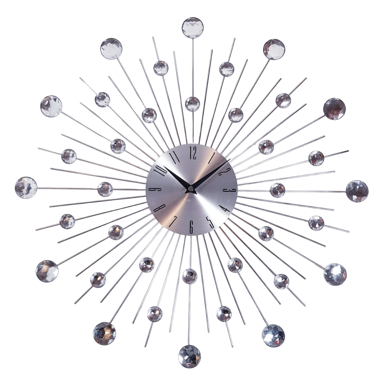 Годинник на стіну (50 cм) безшумний гарний в спальню вітальню "Сонце-G" NC сріблястий, фото 1