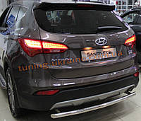 Защита заднего бампера труба прямая D60 на Hyundai Santa Fe ix45 2013+