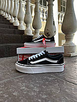 Жіночі кеди Vans Old Skool Platform Premium Взуття Ванси чорно-білі на високій платформі текстиль, фото 6