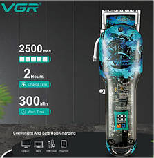 Машинка для стрижки VGR Professional Transparent Blue (V-685), фото 4