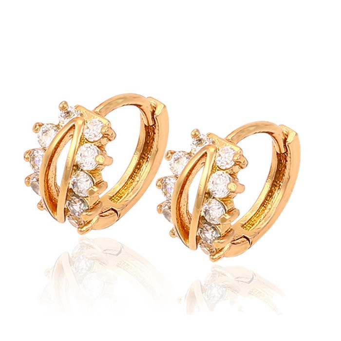 Сережки кільця, Два ряди цирконію, медсплав Xuping, 18К