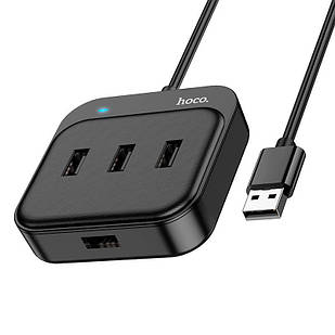HUB адаптер 4 в 1 HOCO Easy HB31 USB на 4 USB2.0, 1.2 м, чорний
