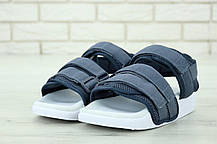 Жіночі босоніжки Adidas Sandals Grey Сірі текстильні сандалі Адідас із пряжками на білій підошві літо, фото 5