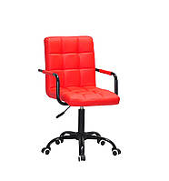 Червоне крісло AUGUSTO — ARM BK-OFFICE в екошкірі з підлокітниками на чорній основі