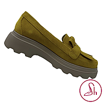 Жіночі лофери з натуральної замші жовтого кольору “Style Shoes”, фото 3