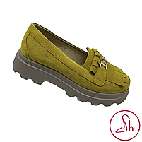 Жіночі лофери з натуральної замші жовтого кольору “Style Shoes”, фото 2