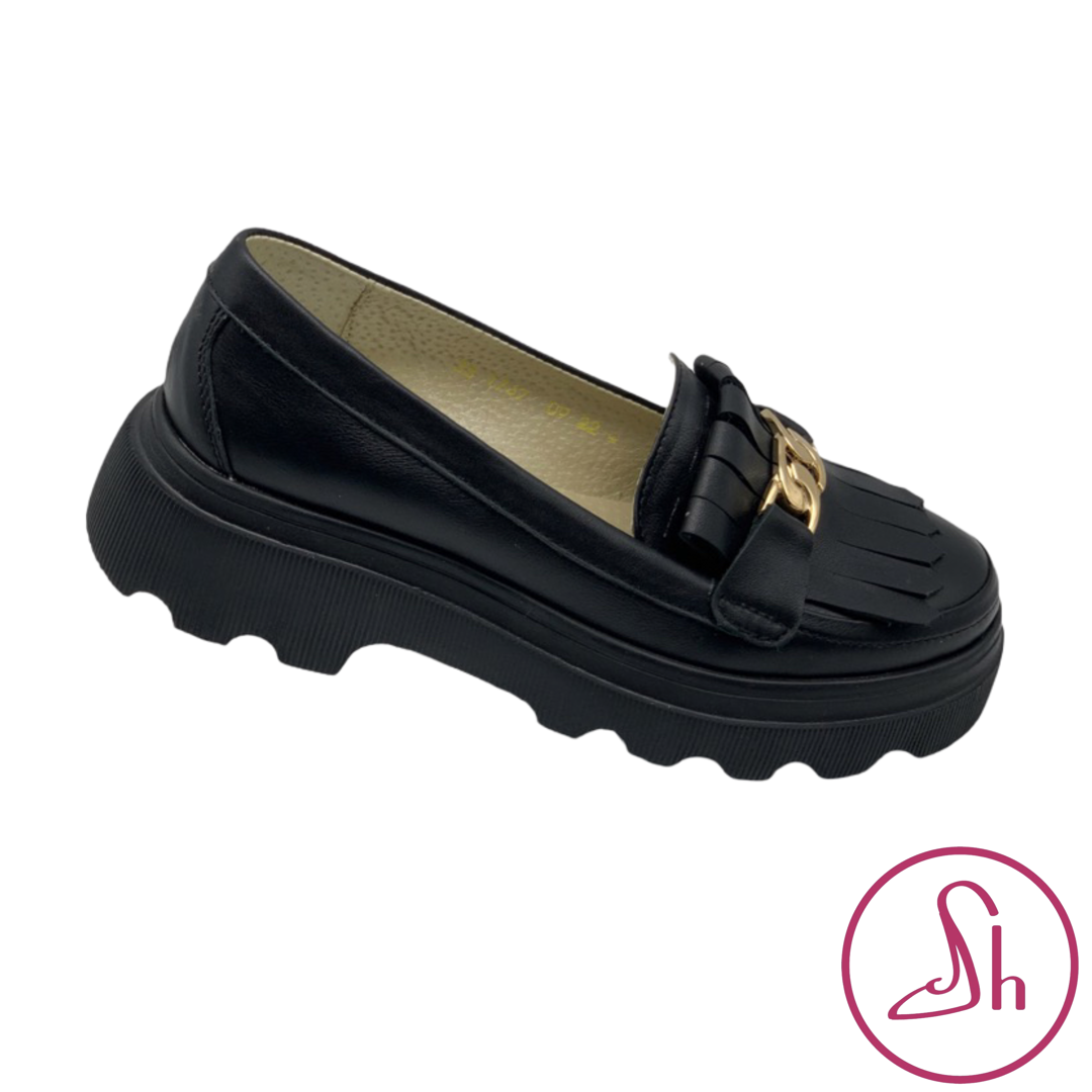Чорні жіночі лофери з натуральної шкіри “Style Shoes”