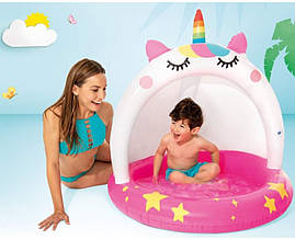 Дитячий басейн із дахом Intex 102 х 102 см 58438 "Єдиноріг", 45 л, дитячий басейн із навісом