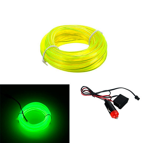 Гнучкий холодний неон, неонове підсвічування салону авто 5м, зелений плоский, фото 1