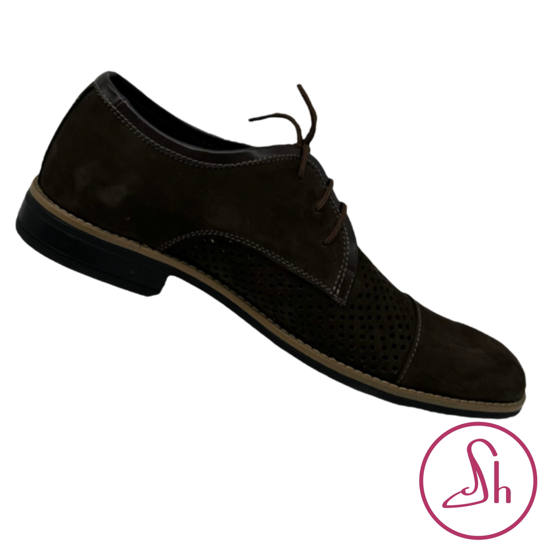 Літні туфлі для чоловіків із нубука коричневого кольору «Style Shoes»