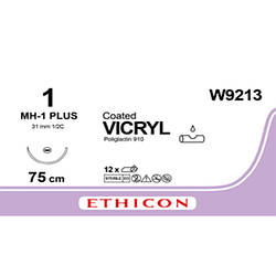 Вікрил (VICRYL) 1, колюча 31 мм, довжина 75 см, 1шт.
