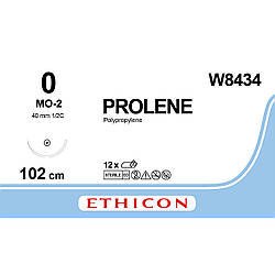 Пролен (Prolene) 0 колюча масивна Тапер Поінт (Taper Point) 40 мм, 1/2кола, блакитний 100см, 1шт.