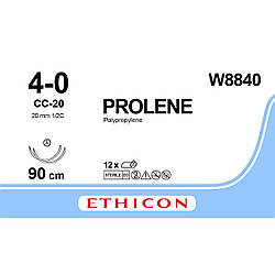 Пролен (Prolene) 4-0 колюча 2х20мм, СС, блакитний 90см, 1шт.