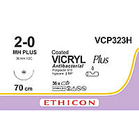 Вікрил Плюс (VICRYL Plus) Антибактеріальний 2-0, кол. плюс 31 мм, 1/2 кола, фіолетовий, 70см, 1шт.