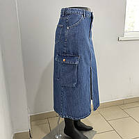 Женская джинсовая юбка карго длинная